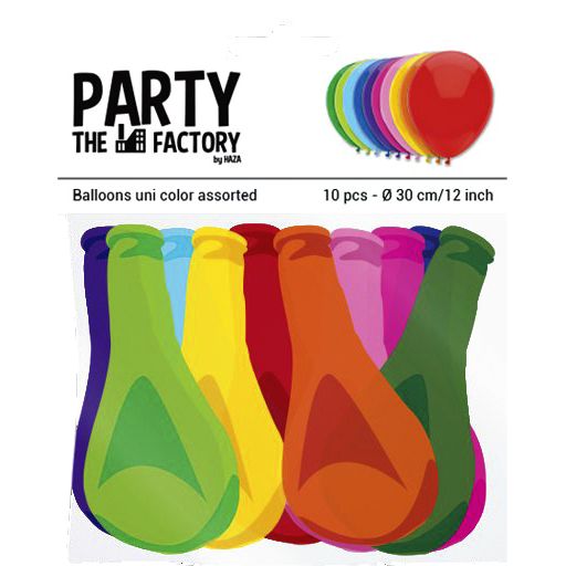 Haza - Ballon uni 30cm 10 pièces assorties