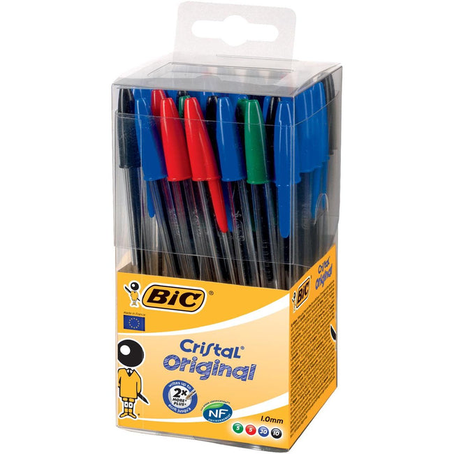BIC -  balpen Cristal, doos met 50 stuks in geassorteerde kleuren