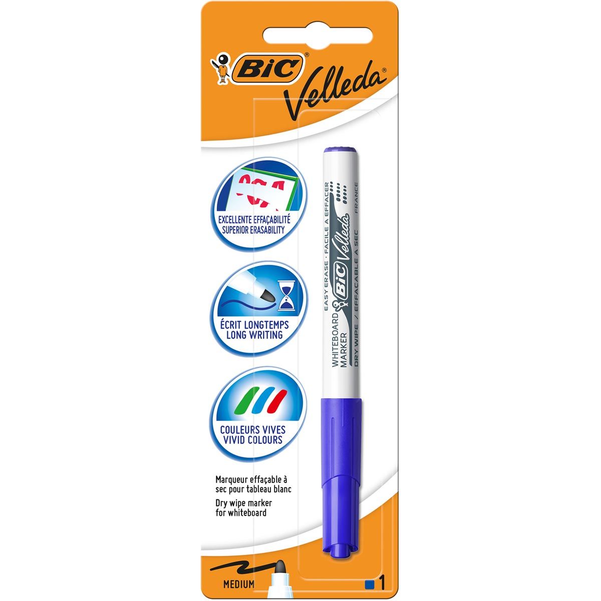 Velleda - Whiteboardmarker 1741, blau, auf Blister