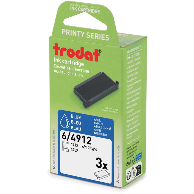 Trodat -  vervangkussen, voor stempel 4912, blister van 3 stuks, blauw