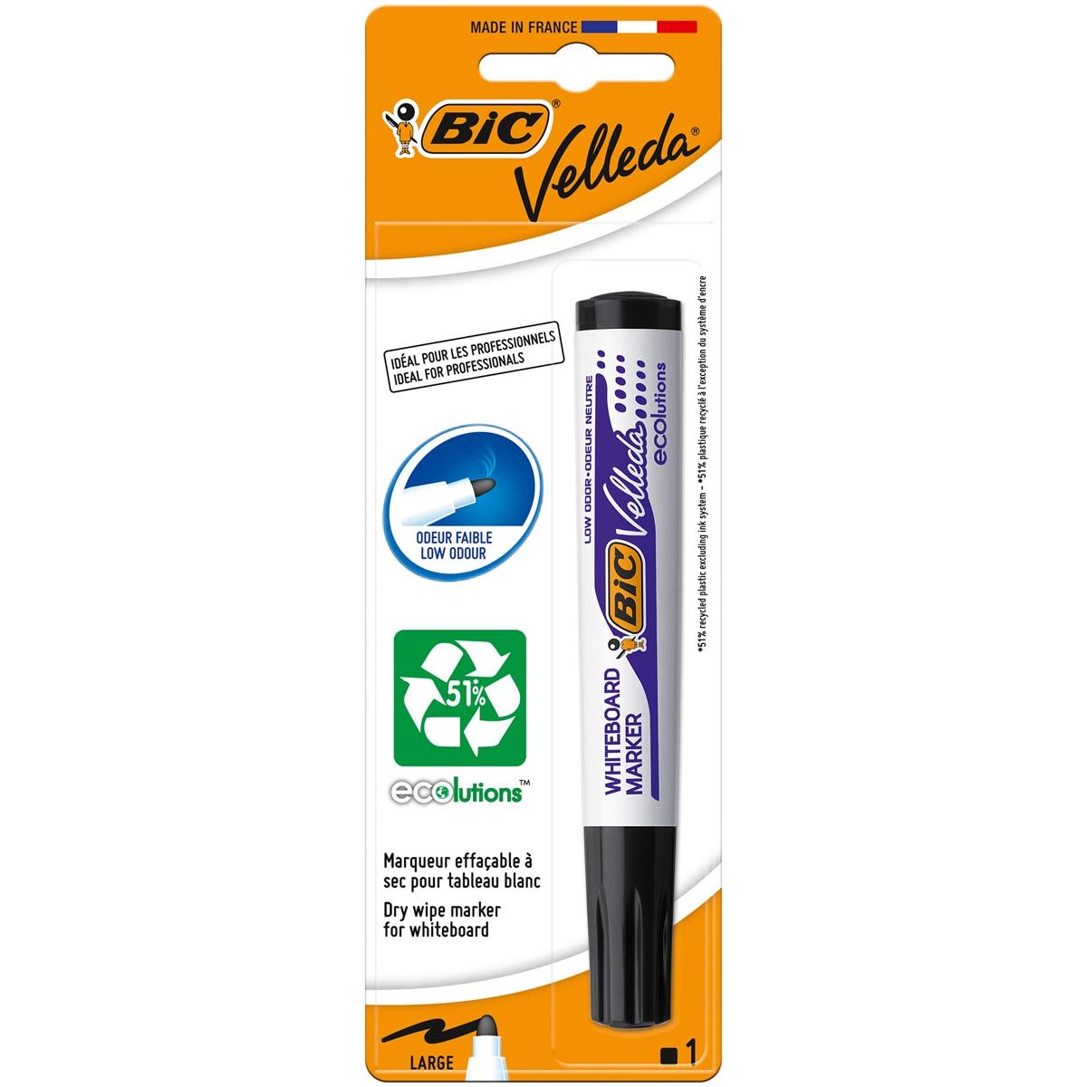 Velleda -   whiteboardmarker 1701 Ecolutions, zwart, op blister