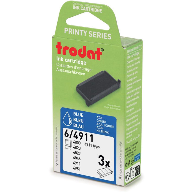 Trodat -  vervangkussen, voor stempel 4911/4820/4822/4846, blister van 3 stuks, blauw