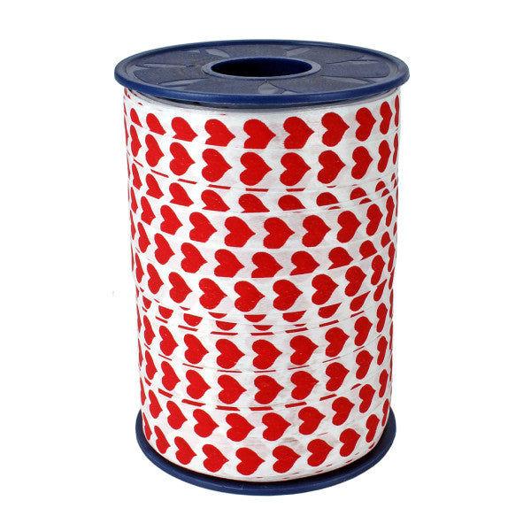 Valentine - Ruban à friser 10mm x 250 mètres couleur coeurs