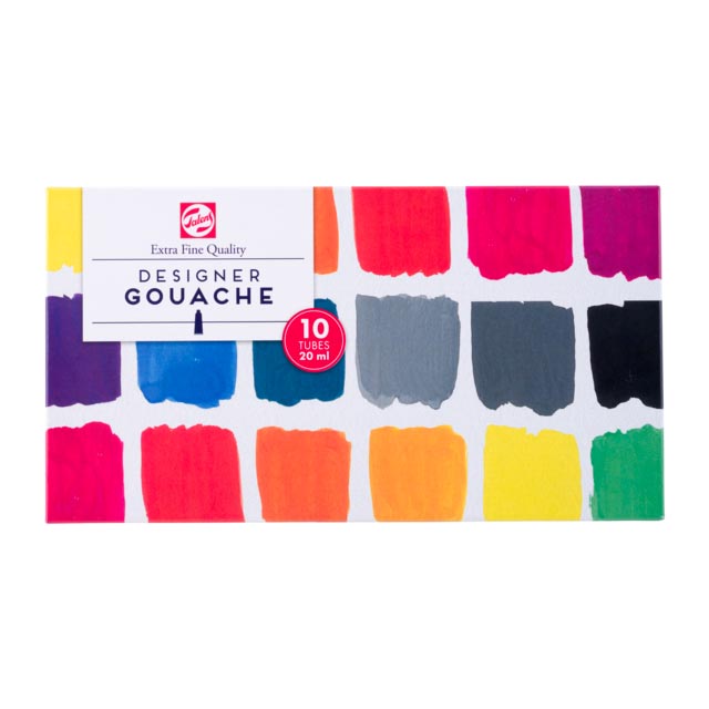 Talens -  plakkaatverf Extra Fijn tube van 20 ml, doos met 10 tubes, assorti