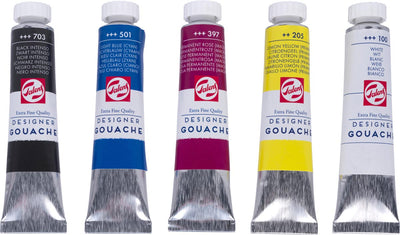 Talens - gouache Extra Fine tube de 20 ml, boîte de 5 tubes de couleurs assorties