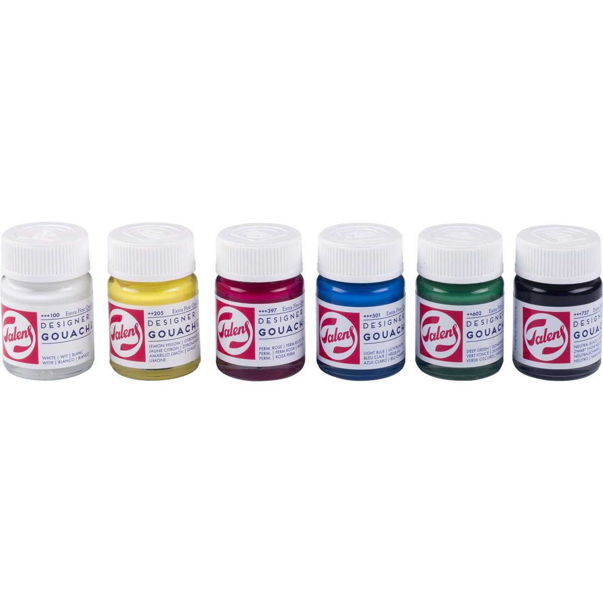 Talens -  plakkaatverf Extra Fijn flacon van 16 ml, set van 6 flacons in primaire kleuren