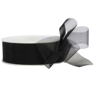 Organza lint 25mm x 25 meter zwart