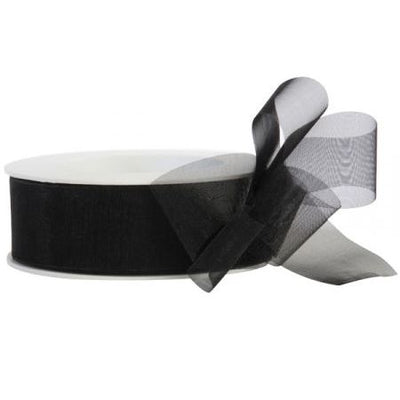 Organza lint 25mm x 25 meter zwart