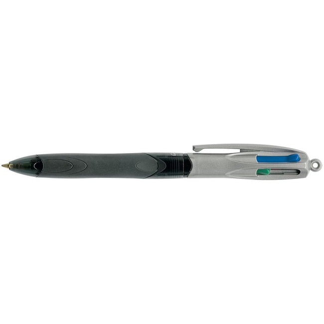 Bic - Stylo à bille Colors Grip Pro 4 couleurs, moyen, couleurs d'encre classiques, corps gris foncé