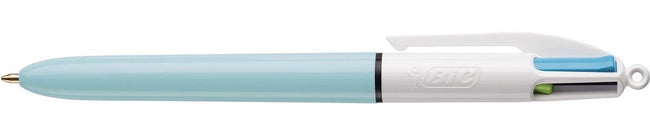 Bic - Stylo à bille 4 couleurs Colors Fun, moyen, couleurs d'encre pastel, corps bleu pastel