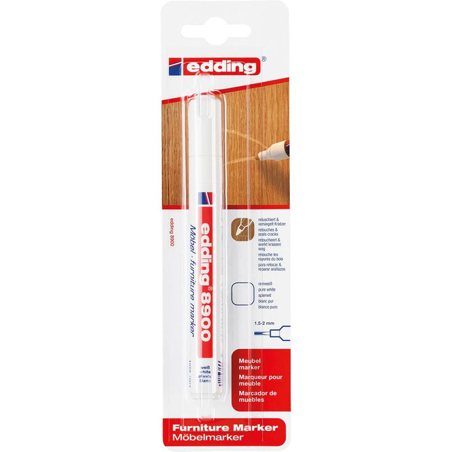 Edding - Feutre 8900 meuble rond 1,5-2mm blanc brillant blister de 1 pièce