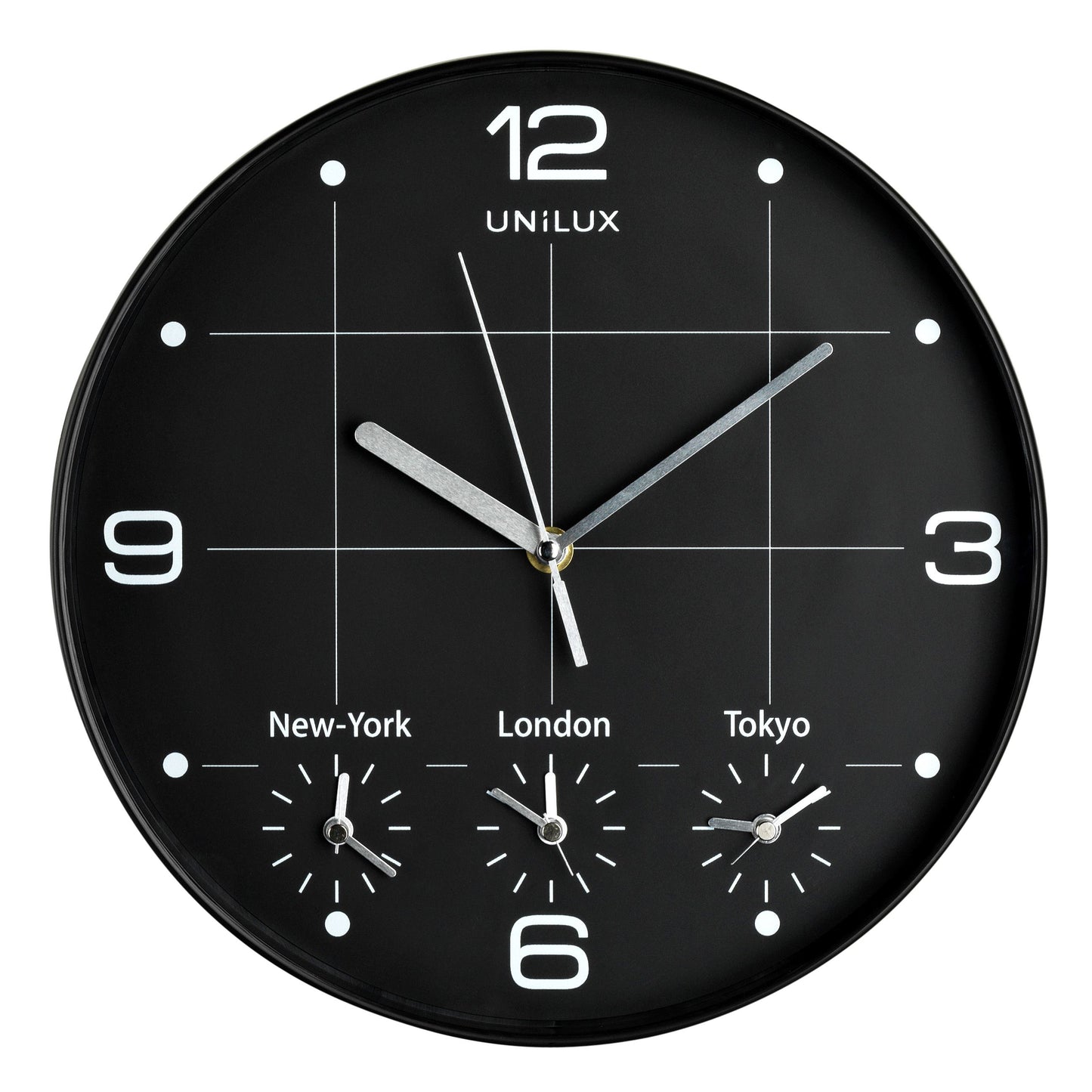 Unilux -  Wandklok on time dia 30.5cm zwart/wit