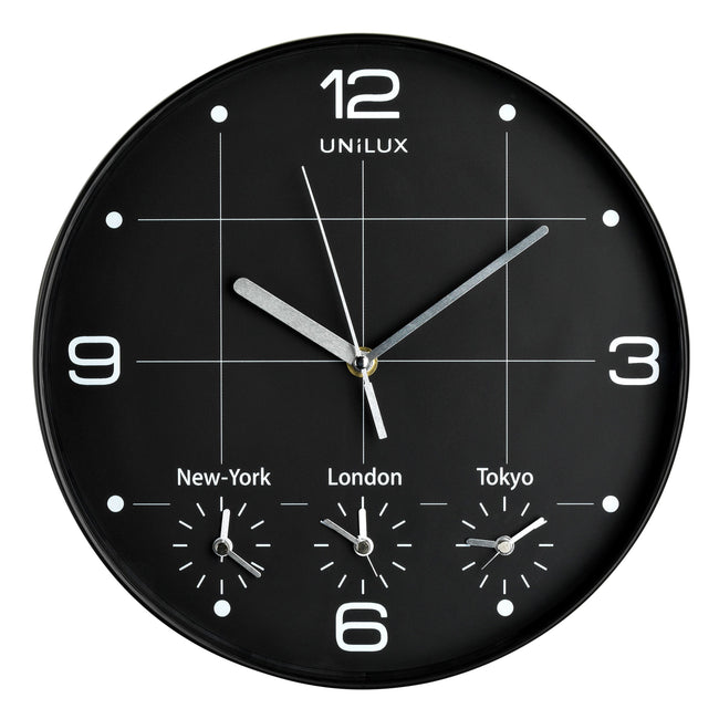 UNILUX - Wanduhr On Time Ø 30,5cm schwarz/weiß