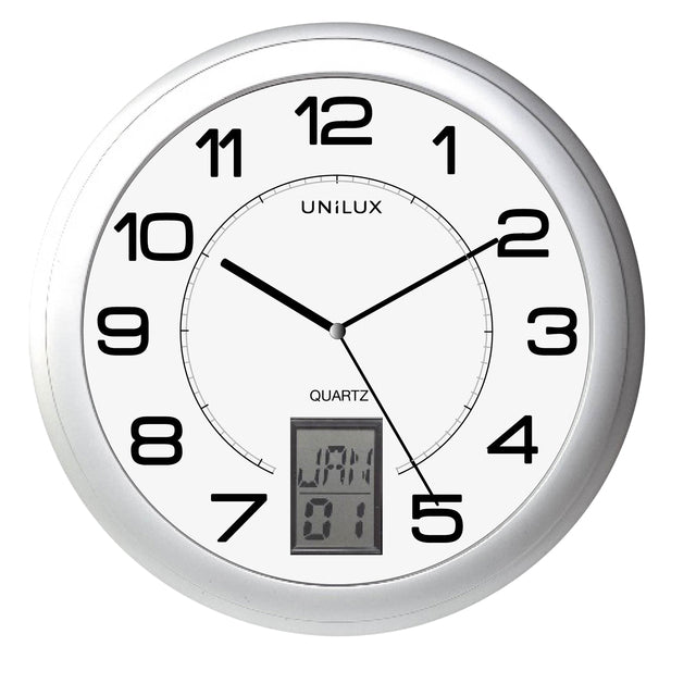 Unilux -  Wandklok instinct dia 30.5cm zilvergrijs/wt