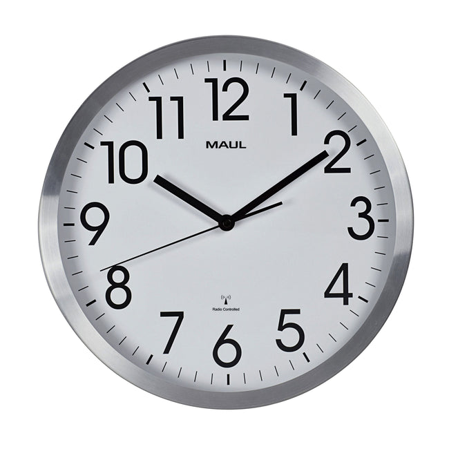 Maul - Horloge murale Move RC Ø305x45mm cadre en aluminium blanc incl. batterie