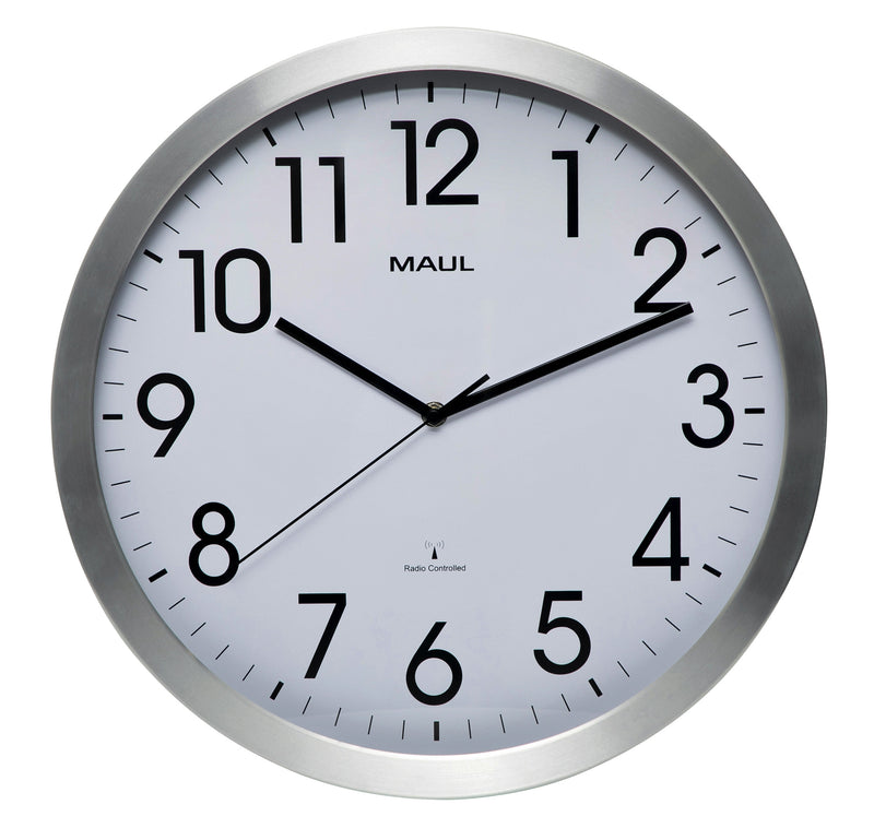Maul - Horloge murale Move RC Ø400x45mm cadre en aluminium blanc incl. batterie