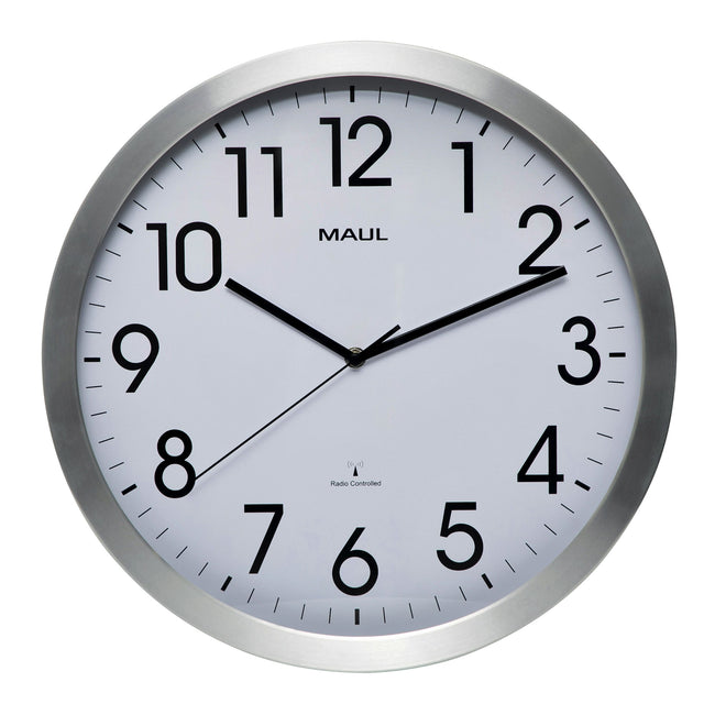 Maul - Horloge murale Move RC Ø400x45mm cadre en aluminium blanc incl. batterie