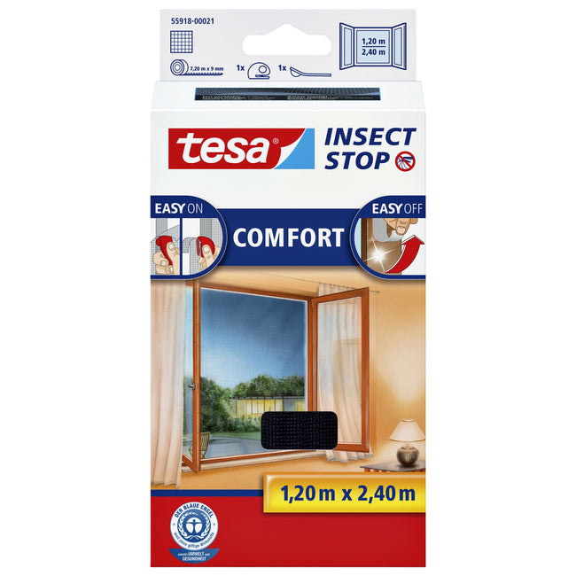 Tesa -  Insectenhor ® Insect Stop COMFORT buitendraaiende ramen 1,2x2,4m zwart