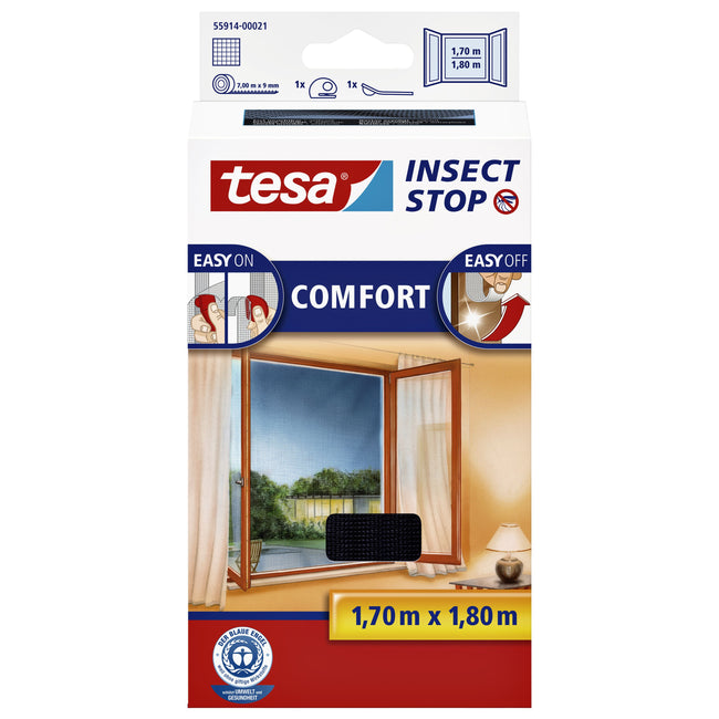 Tesa - Moustiquaire ® Insect Stop fenêtre COMFORT 1,7x1,8m noir