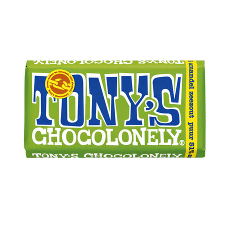 Tony's Chocolonely - Barre de sel de mer au chocolat pure amande 180gr | 15 pièces