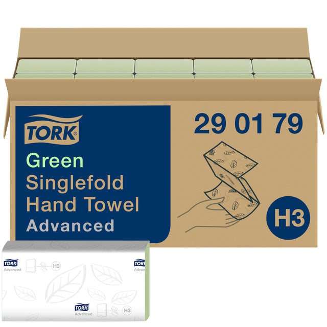 Tork - Serviette H3 Advanced pli simple 2 couches 248x230mm 15x250 feuilles vert 290179