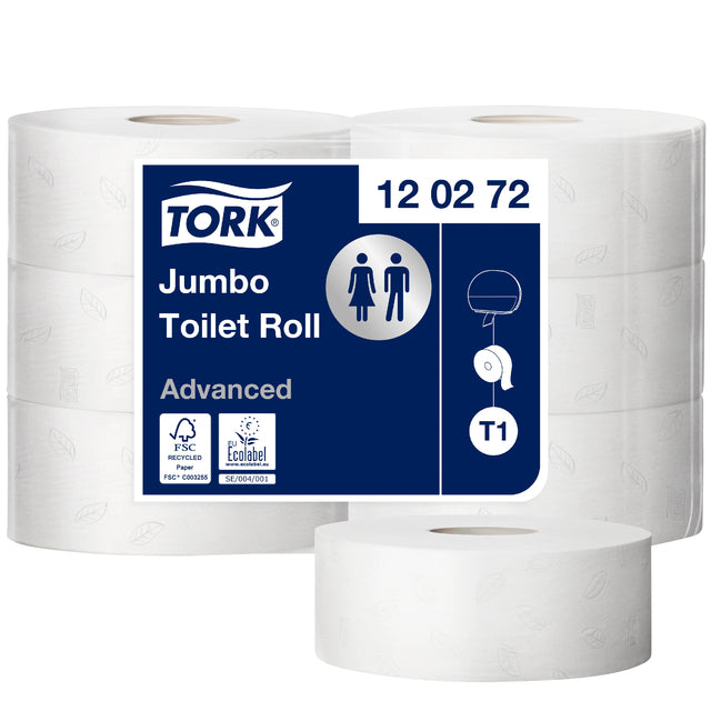 Tork - Papier toilette T1 Advanced jumbo 2 couches 360m blanc 120272