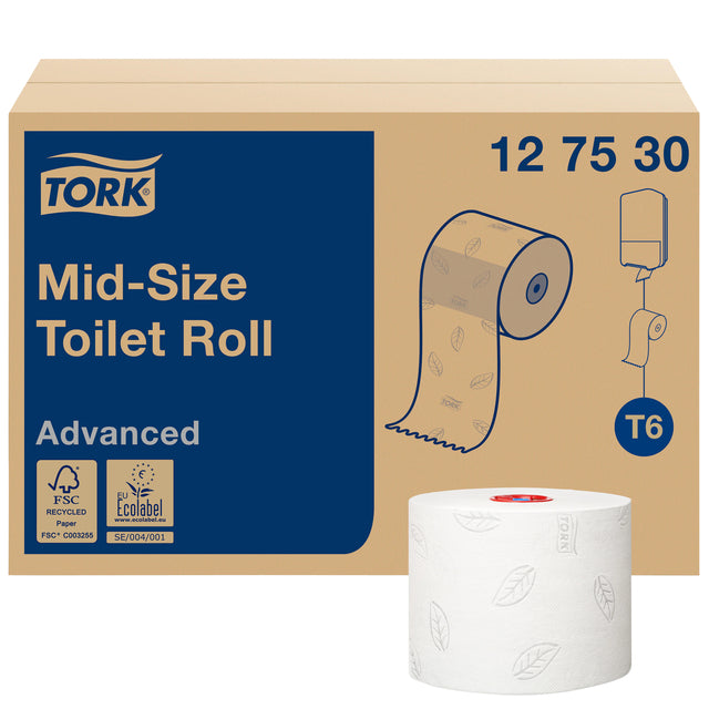 Tork – Toilettenpapier mittlerer Größe T6 Premium 2-lagig 100 m weiß 127530
