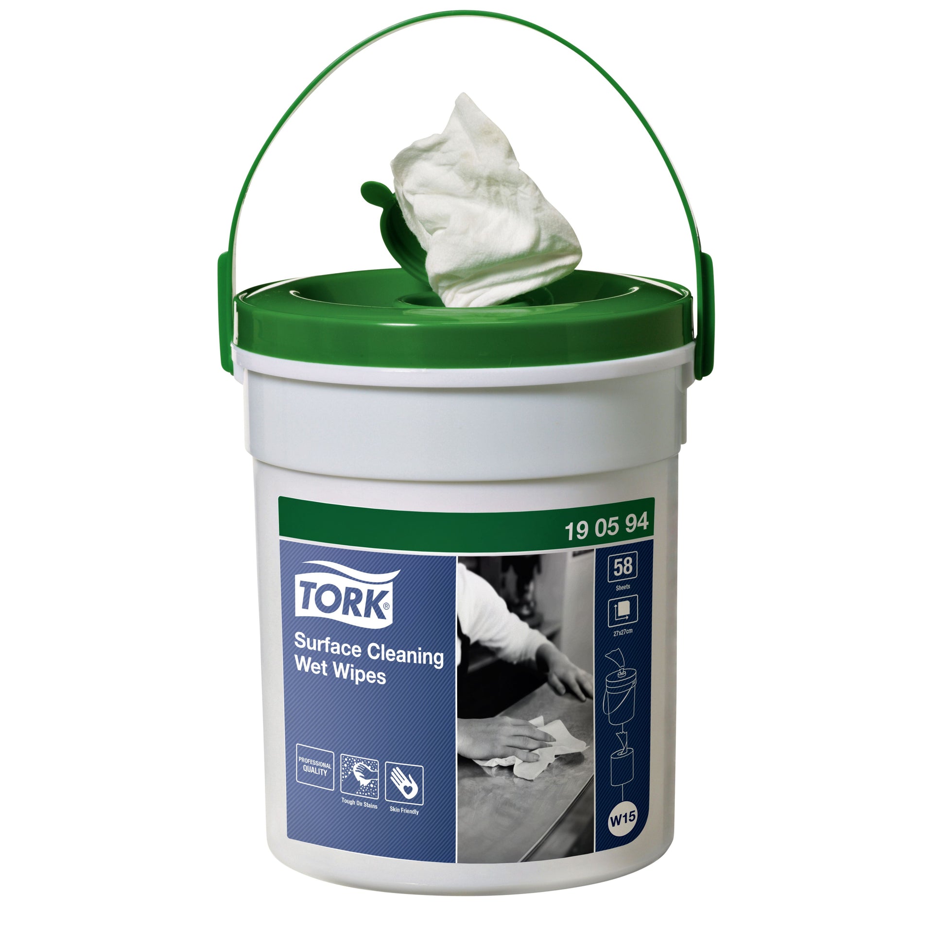 Tork - Reinigungstuch W15 Eimer 1-lagig 58 Blatt weiß 190594 | 4 Stück