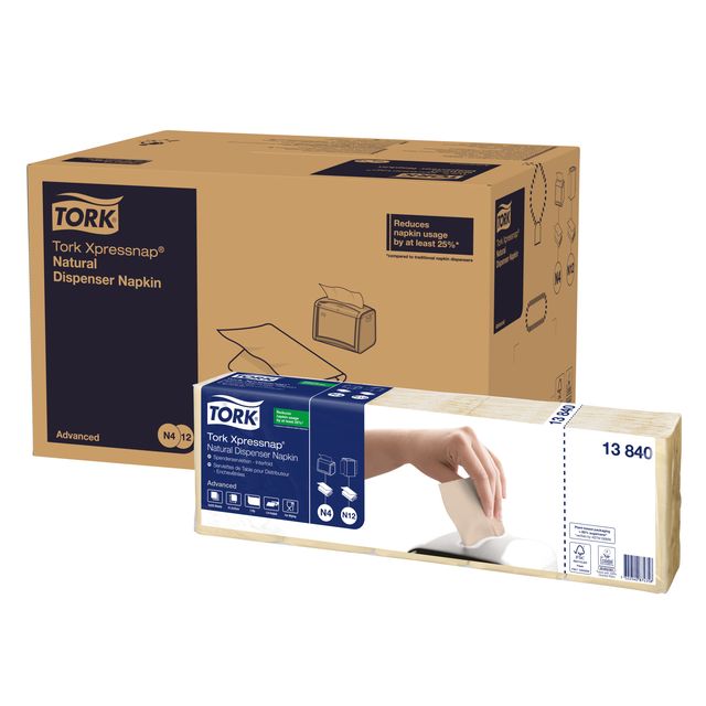 Tork - Serviette N4 Xpressnap Advanced pli 1/4 1 couche 213x330mm 1125 feuilles naturel 13840