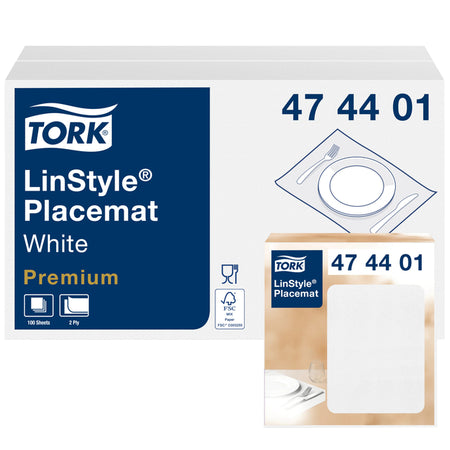 Tork - Set de table Linstyle 2 couches 390x300mm 100 feuilles blanc 474401