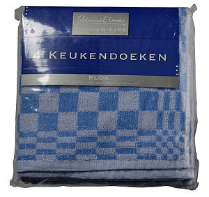 Felicia - Keukendoek katoen blauw/wit 50x50cm 4 stuks