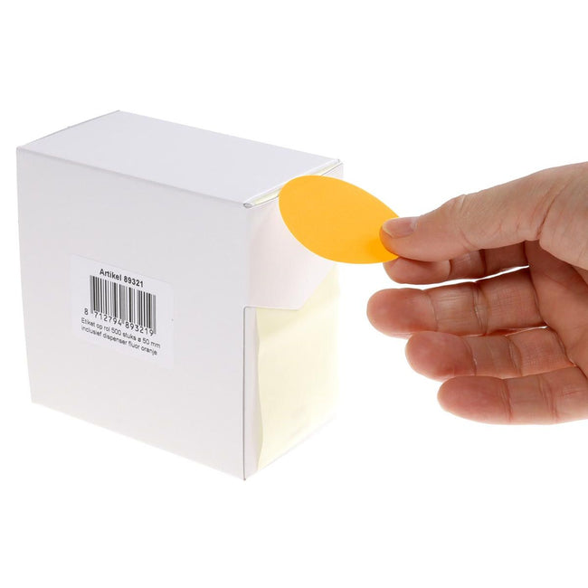 Rillprint - étiquettes rondes, diamètre 50 mm, rouleau de 500 pièces, orange fluo