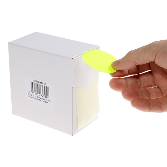 Rillprint - étiquettes rondes, diamètre 50 mm, rouleau de 500 pièces, jaune fluo