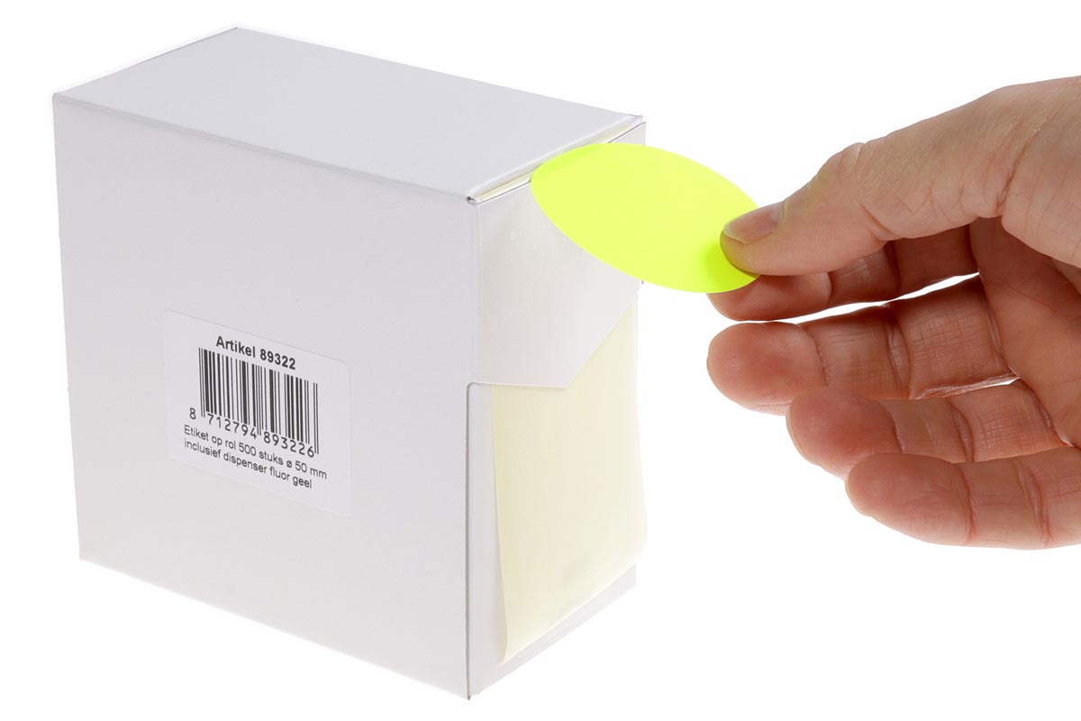 Rillprint - runde Etiketten, Durchmesser 50 mm, Rolle à 500 Stück, fluoreszierendes Gelb