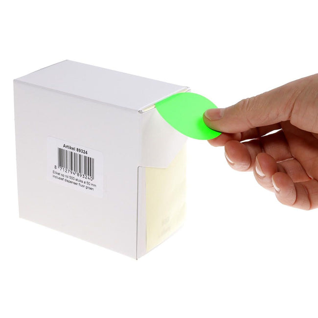 Rillprint - Etiquettes rondes diamètre 50 mm, rouleau de 500 pièces, vert fluo