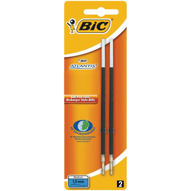 BIC -  balpenvulling Atlantis blauw, schrijfbreedte 1 mm, blister met 2 stuks