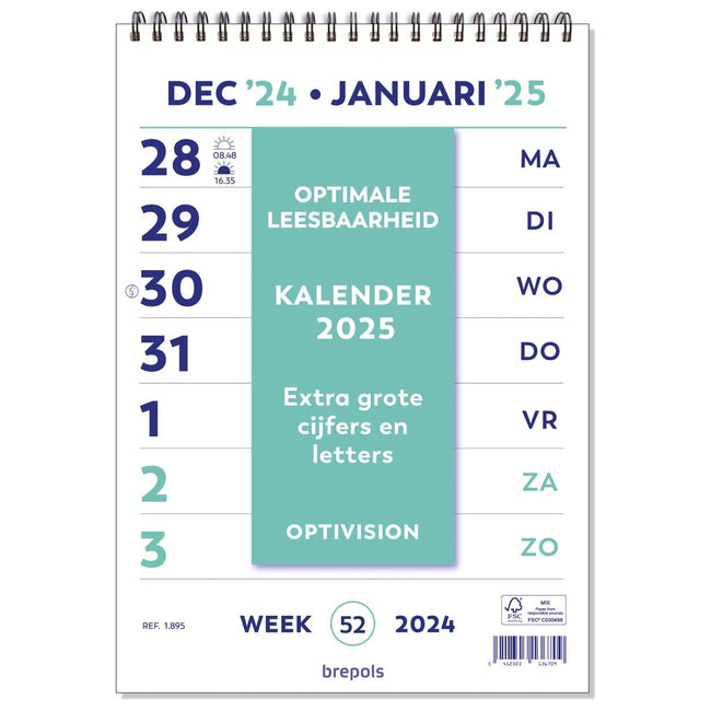 Brepols - Brepols Optivision Calendar Dutch-Spaking, 2025