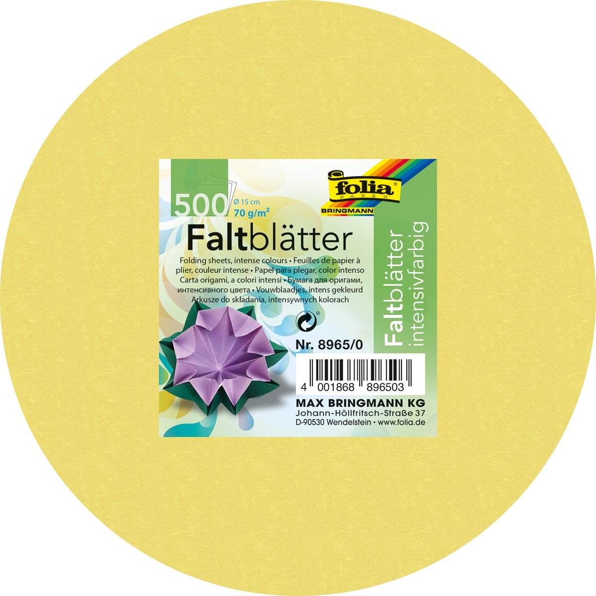 Folia - Faltblätter Durchmesser 15 cm, Packung mit 500 Blättern