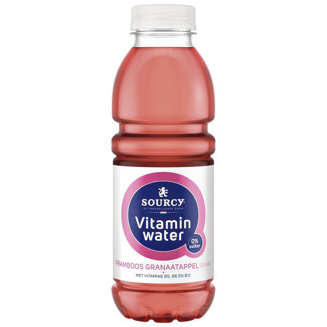 Sourcy -  Water vitamin framboos/granaa fles 500ml | 6 stuks