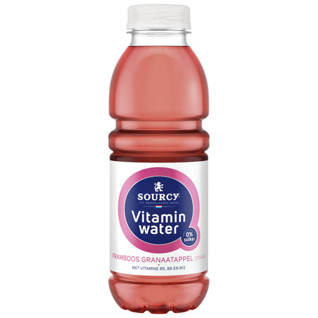 Sourcy -  Water vitamin framboos/granaa fles 500ml | 6 stuks