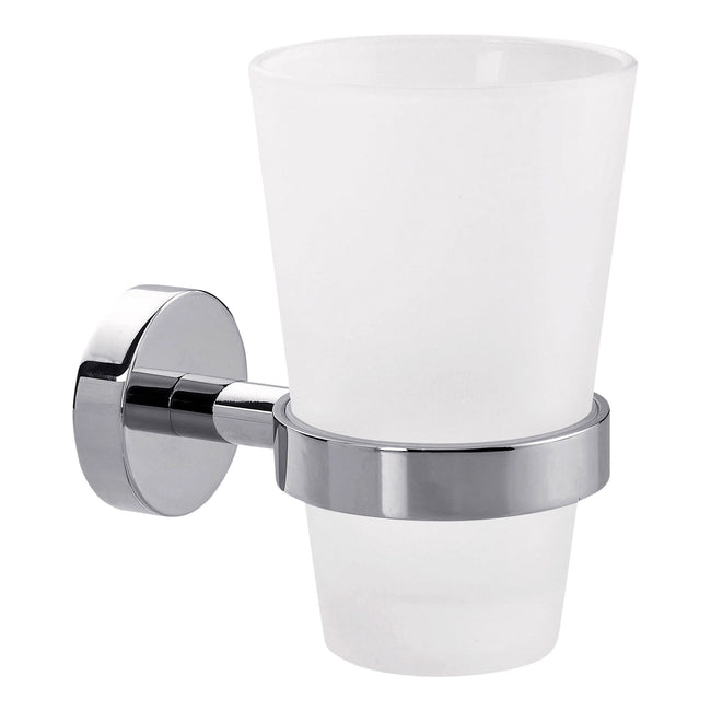 Tesa - Porte-gobelet ® Smooz en métal chromé brillant, autocollant