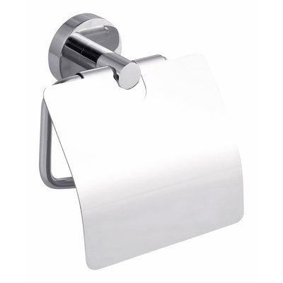 Tesa - Porte-rouleau papier toilette avec couvercle ® Smooz en métal chromé brillant, autocollant