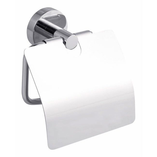 Tesa - Porte-rouleau papier toilette avec couvercle ® Smooz en métal chromé brillant, autocollant