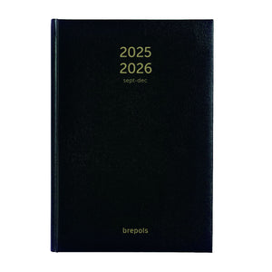 Brepols - Agenda 2025 2026 Bretime Lima 16 mois 7 jours/2 pages noir