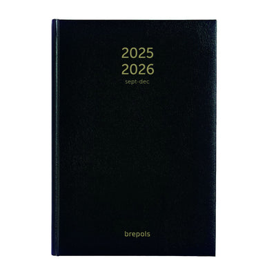 Brepols - Agenda 2025 2026 Bretime Lima 16 mois 7 jours/2 pages noir