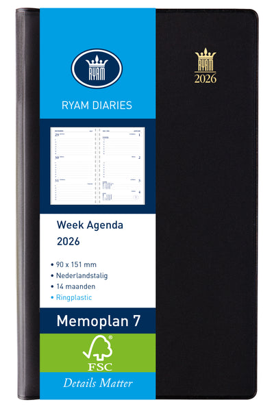 Ryam - Agenda 2026 mémo plan 7 suprema 7j/2p noir