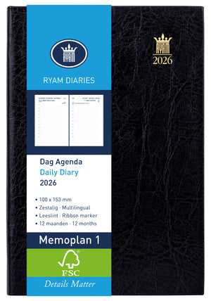 Ryam - Agenda 2026 mémo plan 1 mundior 1j/1p noir