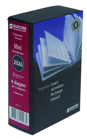 Succès - Agenda remplissant 2026 Mini 4 jours/2 pages