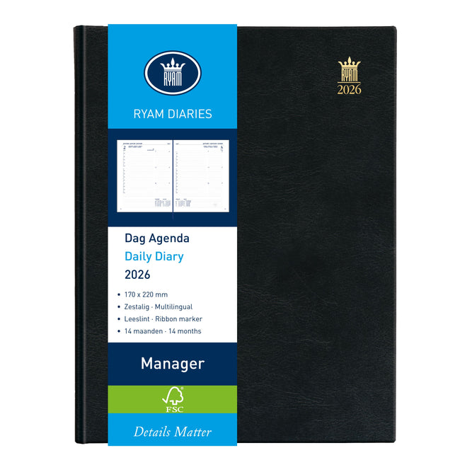 Ryam - Agenda 2026 Manager Mundior 1 jour/1 page noir