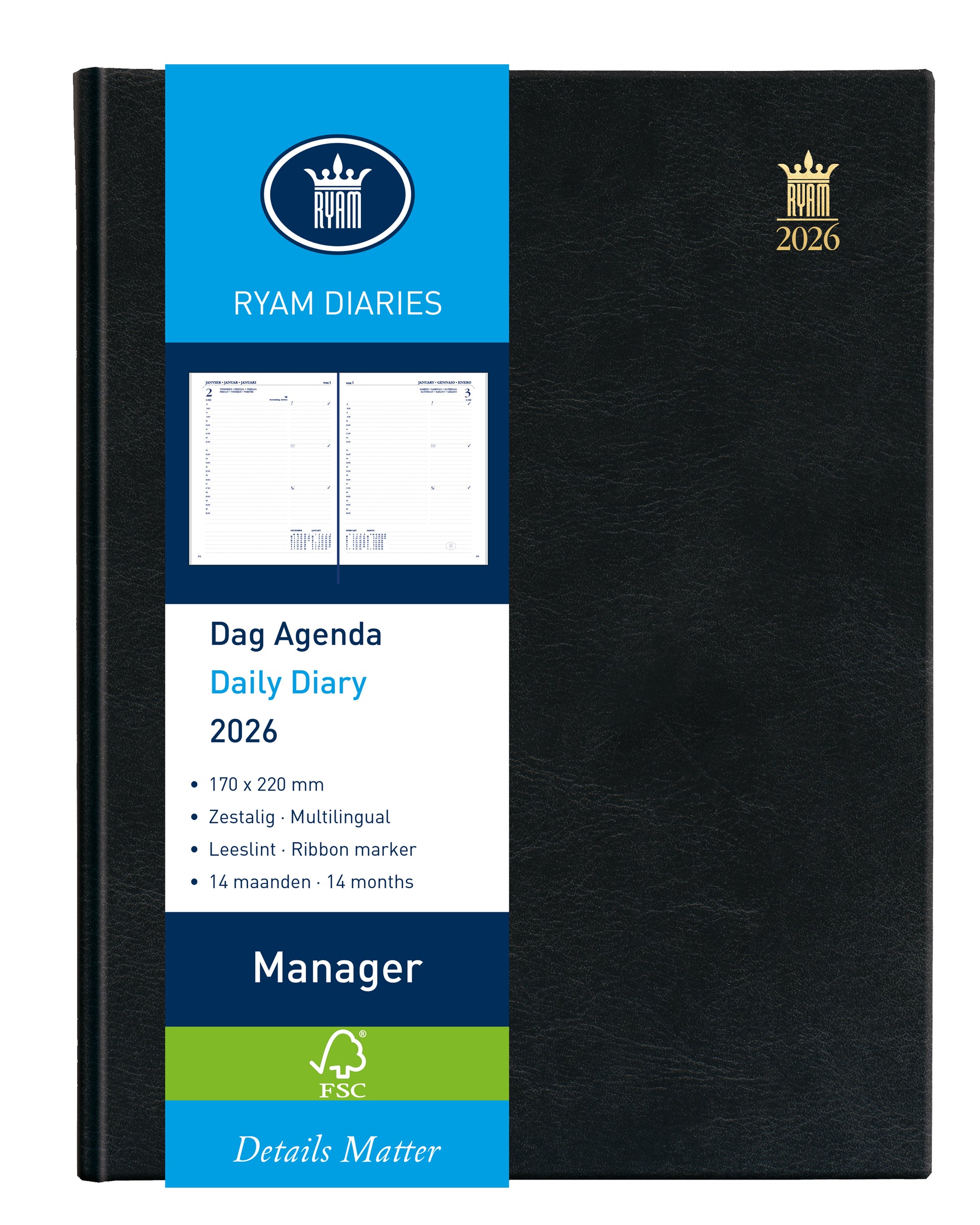 Ryam -  Agenda 2027  manager mundior 1dag/1pagina zw